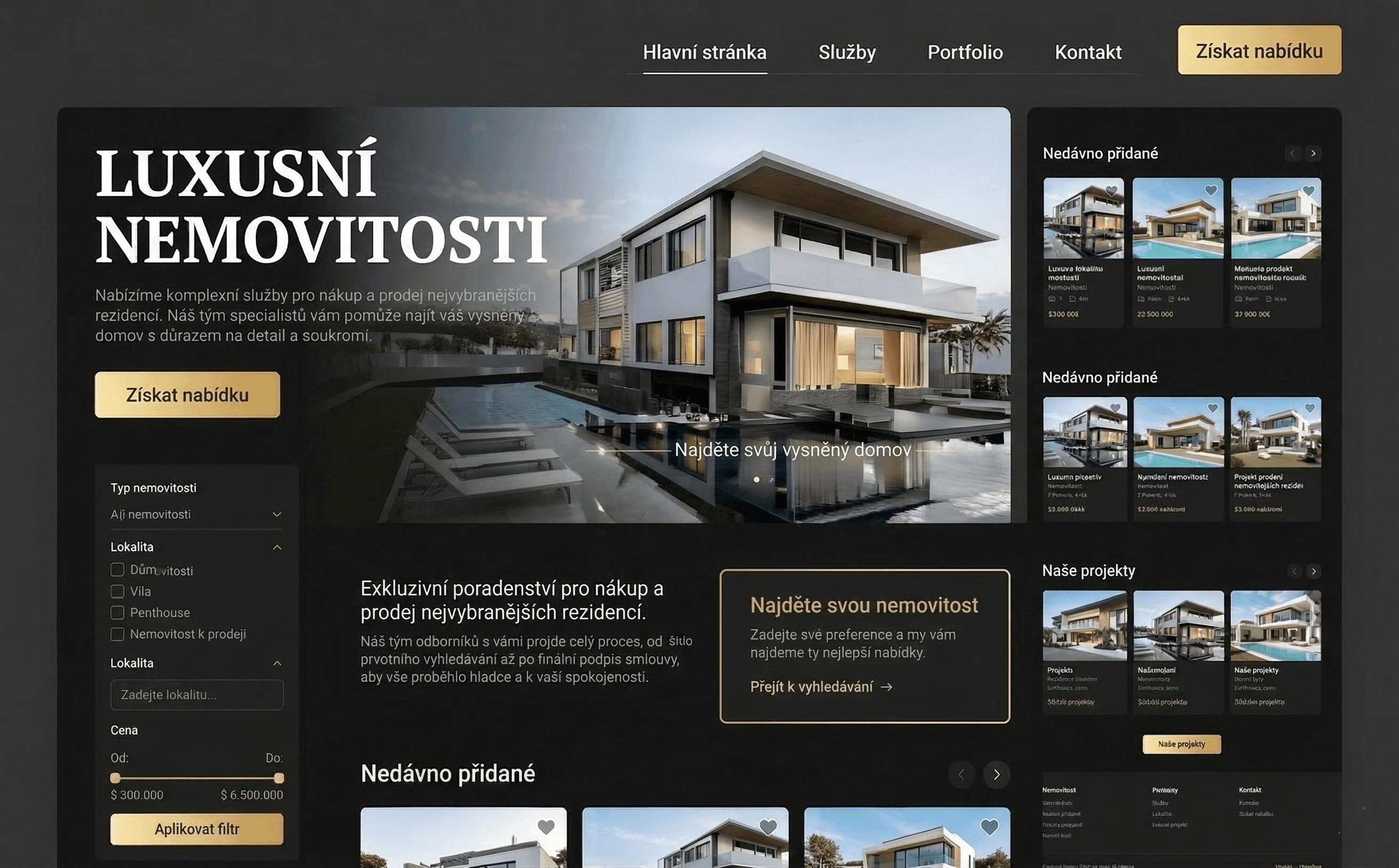 Ukázka moderního webového designu pro firemní web