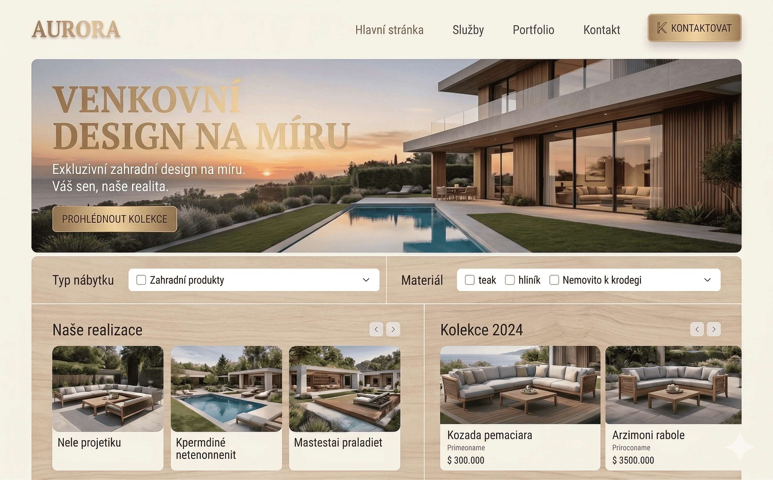 Ukázka moderního webového designu pro firemní web